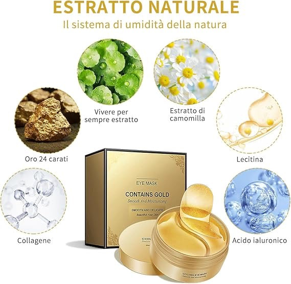 Under Eye Patches for Puffy Eyes, 24K Gold Dark Circle Remover for Women & Men, Reduce Wrinkles, Under Eye Bags, Moisturizing Improves Elasticity (60 Patches Pack)