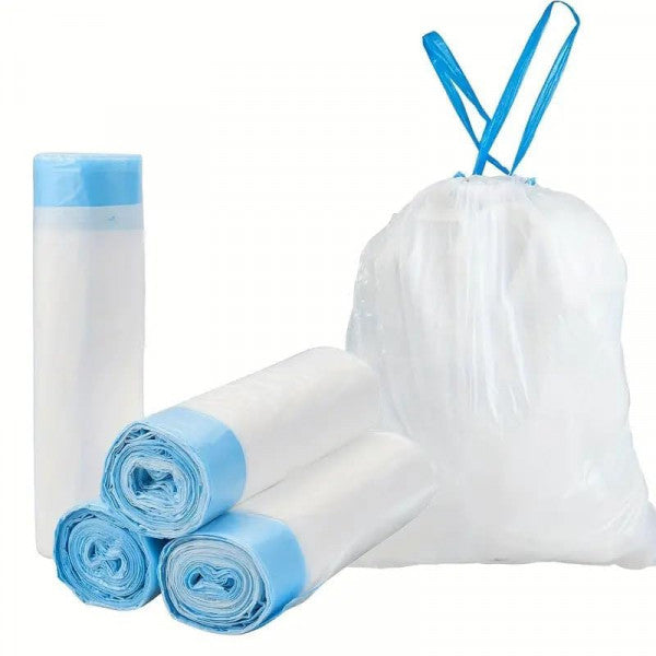 100 Pcs Garbage Bags Roll – Strong, Leakproof & Easy Tie-String Disposal