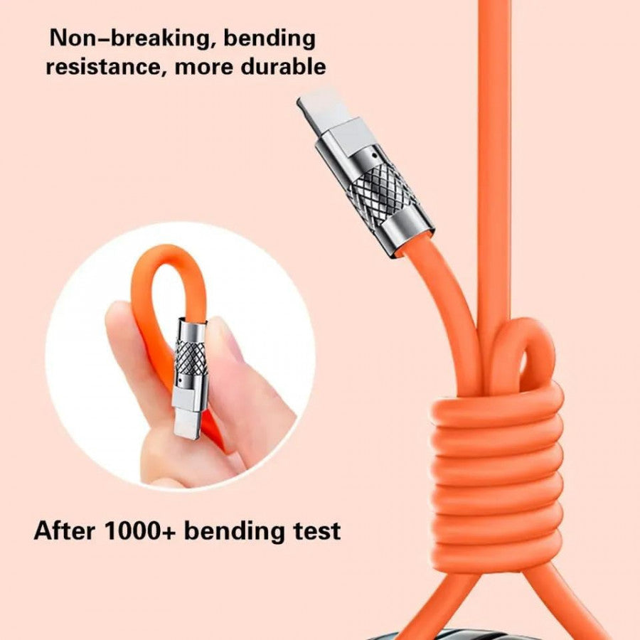 3-in-1 Fast Charging Cable – Orange | Type-C, Micro USB & iOS Compatible