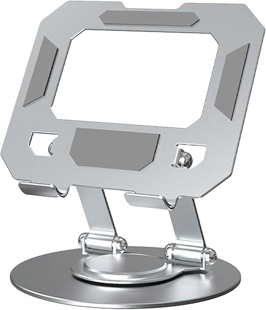 Tablet Stand Adjustable Tabletop Holder with 360 Degree Rotating Base, Foldable Cradle for Mobaile Phones Home Office Compatible with iPads