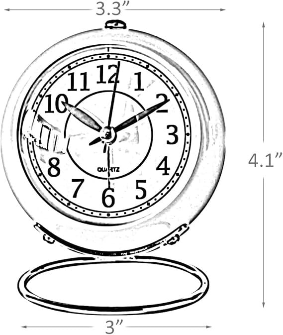 Analog Alarm Clocks, Retro Backlight Cute Simple Design Small Desk Clock with Night Light, Silent Non-Ticking, Battery Powered for Kids, Bedroom, Travel, Bedside Desktop