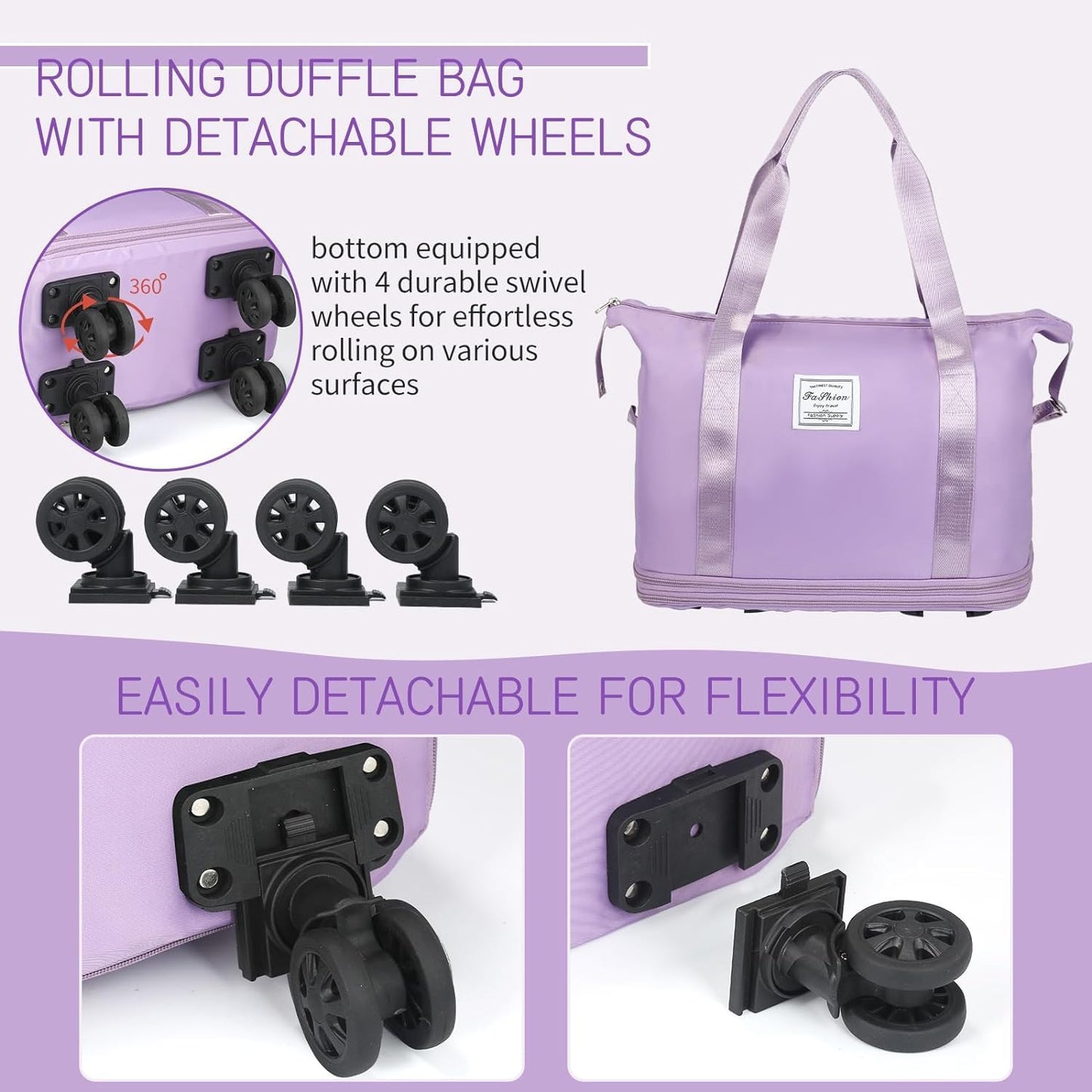 Expandable Rolling Duffle Bag with Wheels – Foldable, Spacious & Waterproof Travel Companion