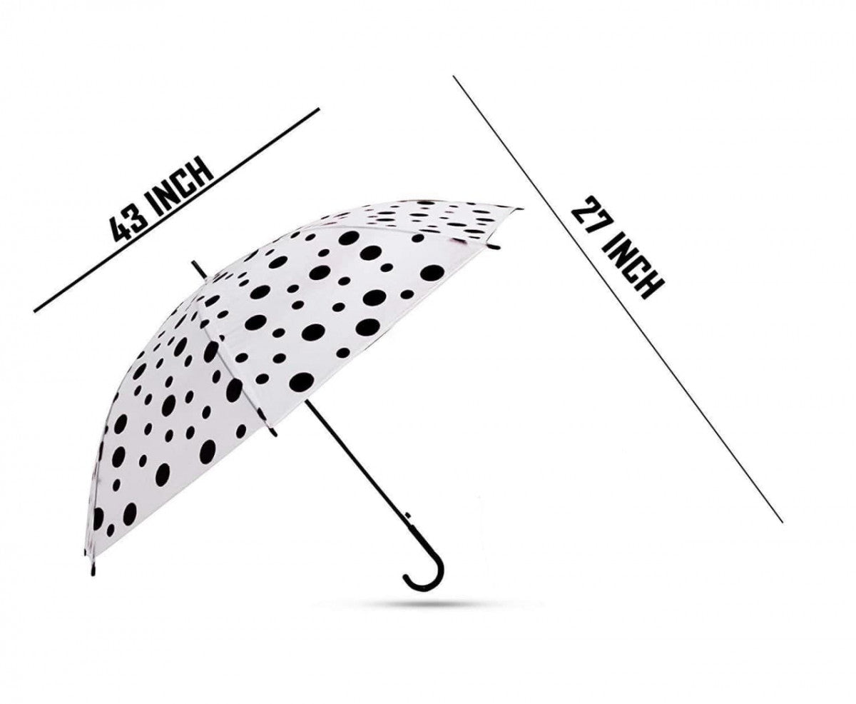 Polka Dot Transparent Rain Umbrella – Long Handle Bubble Dome Umbrella for Wind & Rain Protection