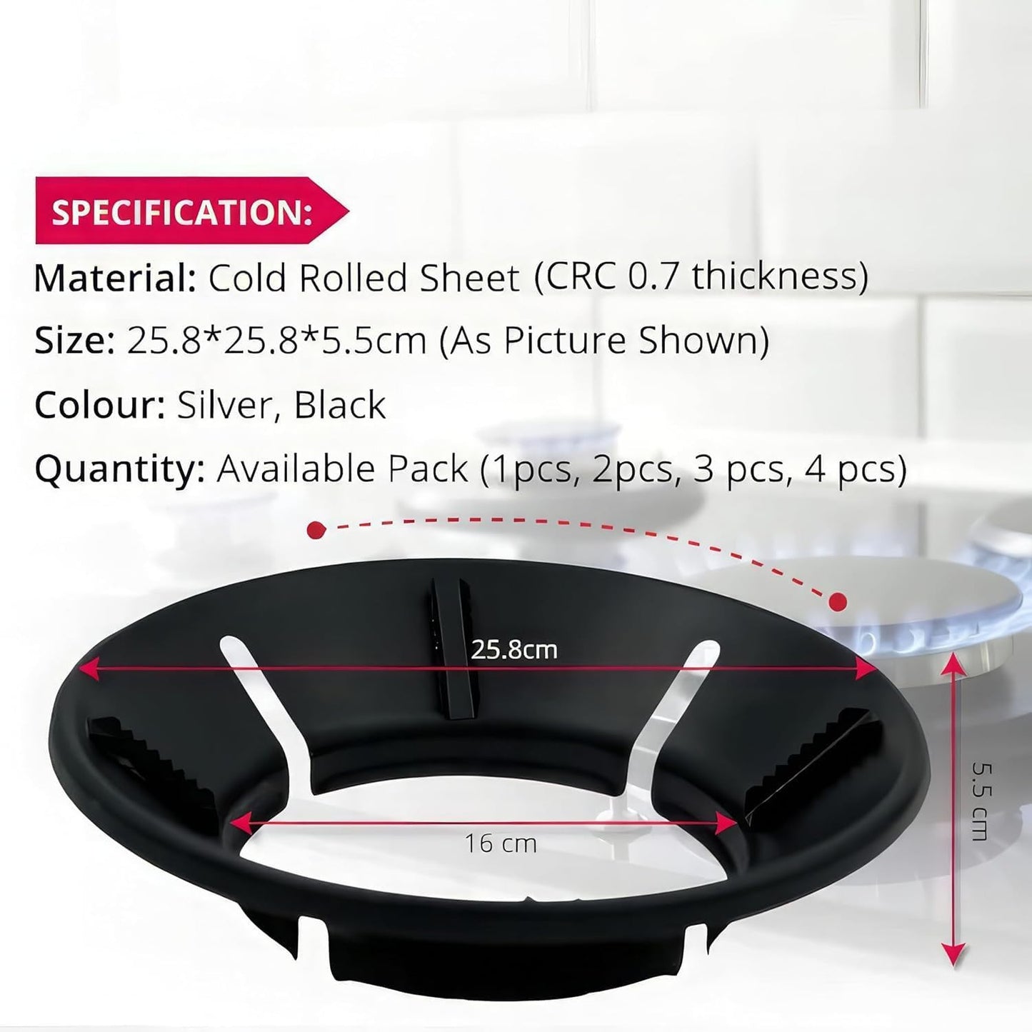 🔥 Black Gas Saver Ring – Energy-Saving Flame Shield for Indian Gas Stoves