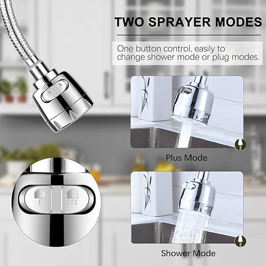 360° Rotatable Kitchen Tap Extender – Universal Faucet Sprayer with 3 Water Modes | Splash Filter Attachment for Kitchen & Bathroom