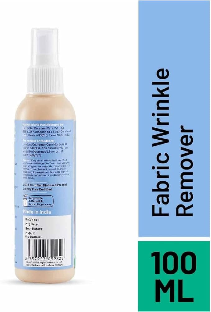 Plant Based Fabric Wrinkle Remover, Removes Creases And Odor, Biodegradable And Non-toxic - 100ml Pack