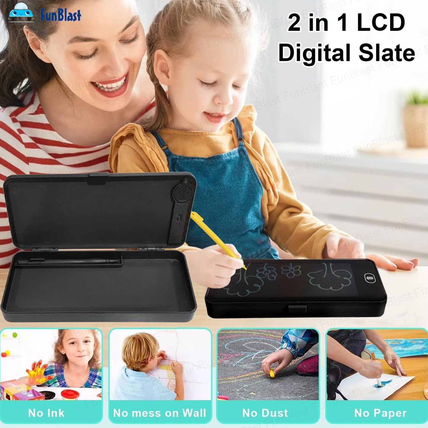 2-in-1 LCD Writing Tablet Pencil Case | Digital Slate & Pencil Box for Kids – Educational & Fun School Supply