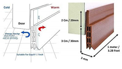 🚪 Door Bottom Sealing Strip – 1 Meter Brown | Energy-Saving, Waterproof & Soundproof