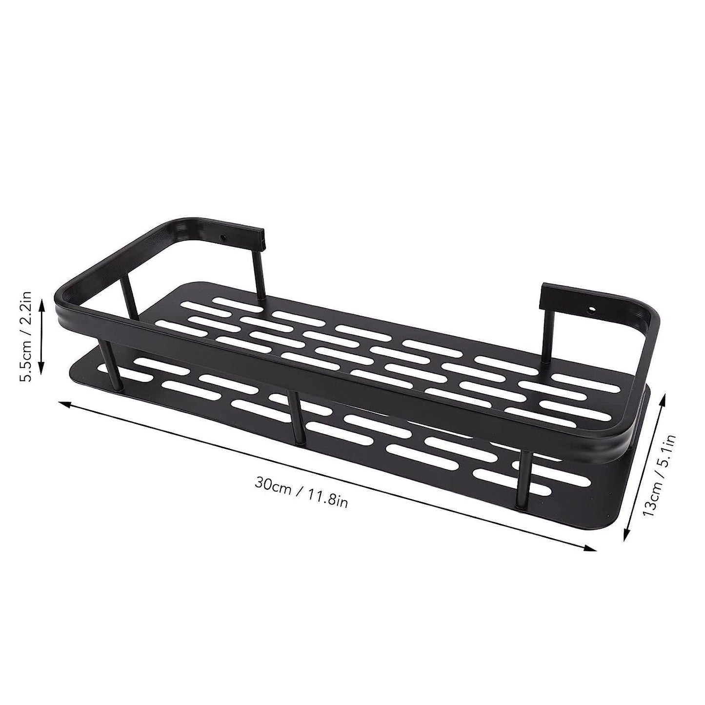 Aluminum Wall Mounted Adhesive Shower Caddy Shelf Corner for Bedroom Wall Storage Rack | Multifunctional Large Capacity Bathroom Rack | Easy Installation Durable