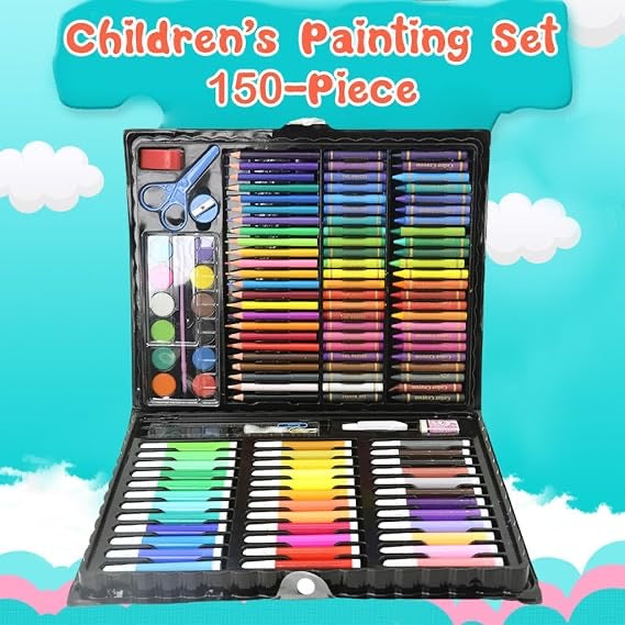 Painting Drawing Kit for Kids, Colour Set for Kids, Art Supplies Art Set Colouring Kit with Crayons Colored Pencils Acrylic Paint Mega Oil Pastels for Birthday for Girls Boys (150pcs Set)
