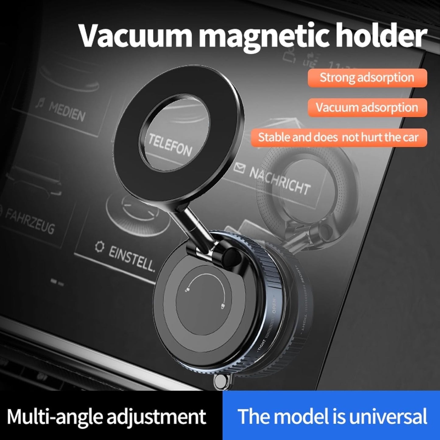 Upgraded Vacuum Suction Cup Magnetic Phone Holder Stand for Magsafe, Adjustable Swivel Lock for Car/ Gym Mirror/Kitchen/Smooth Surface
