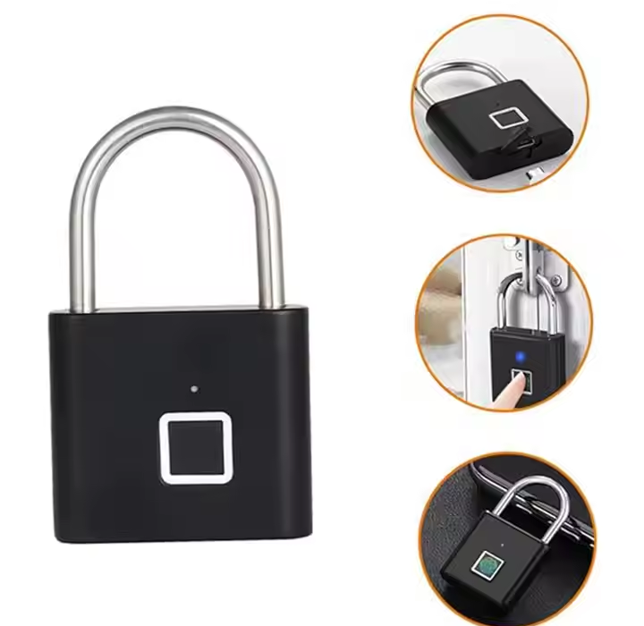 Smart Lock Fingerprint Biometric Padlock 10 Fingerprint User Rechargeable Keyless/ Passwordless Access, Battery Indicator, Waterproof For Home, Office, Suitcase Security, Locker