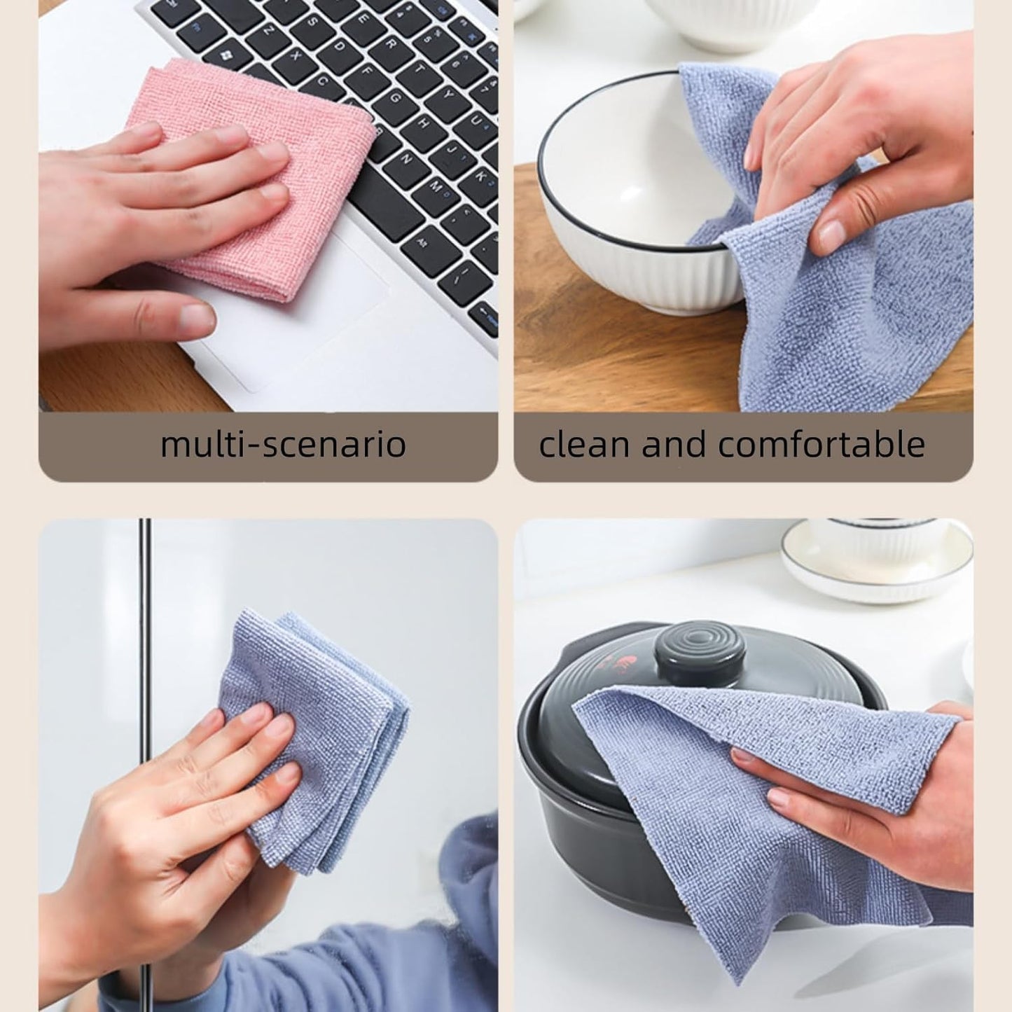 Removable Microfiber Cleaning Rags – 20 Pack | Ultra-Absorbent, Quick-Dry & Multi-Purpose