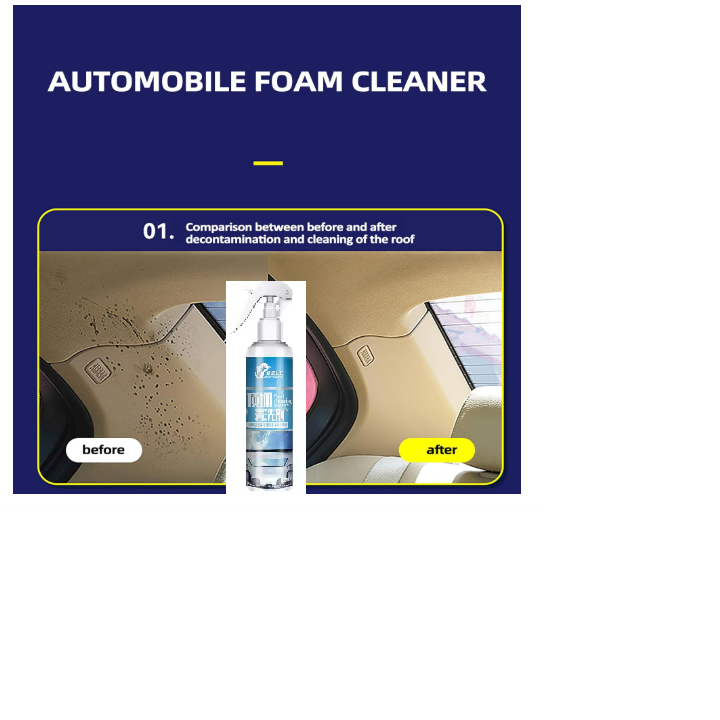 Car Foam Cleaner Spray, Car Foam Cleaner, Powerful Stain Removal Bubble Cleaner Foam, Cleaning Spray for Car Leather Seat, Kitchen Interior - 250ml