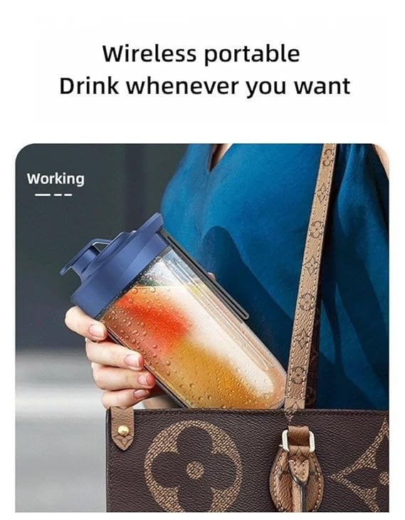 Portable Juicer Blender with Shaker Bottle – 6 Blade USB Rechargeable Safety Sensor Blender (400ML, Multicolor)