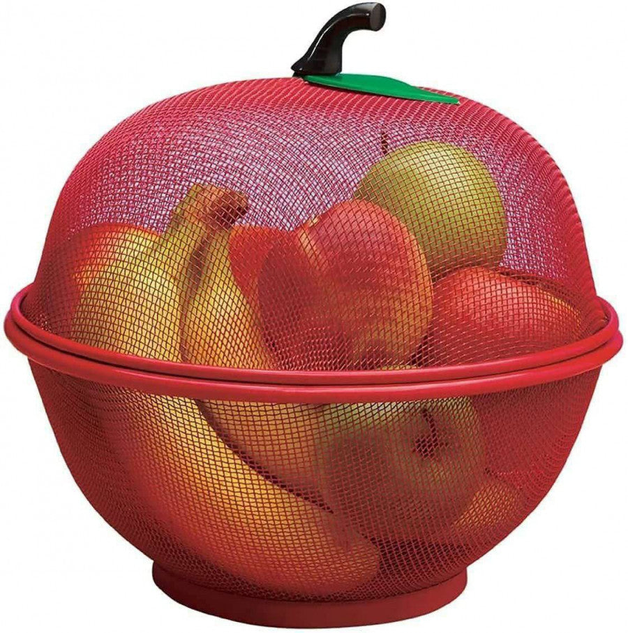 Apple Shape Fruit Basket – Stylish Metal Net Storage for Kitchen & Dining