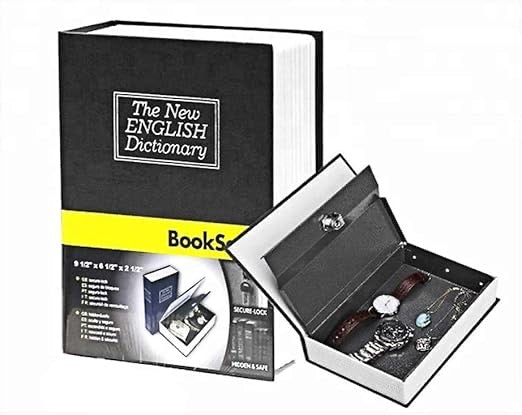 Book Safe Box with Key Lock, Blue, Perfect for Traveling, Store Money, Jewelry, and Passport
