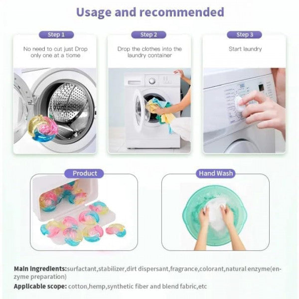 5-in-1 Advanced Laundry Pods with Microcapsule Fragrance Boost – Residue-Free Concentrated Cleaning