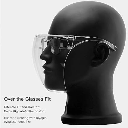 Face Shield, Protective Mask, Goggles, Safety Glasses, Sunglasses for Outdoor Camping Cycling UV Protection for Men Women Face Protection Glasses, Anti-Fog Face Cover, Reusable Splash-Resistant Face Visor Face Protection Glasses, Anti-Fog Face Cover