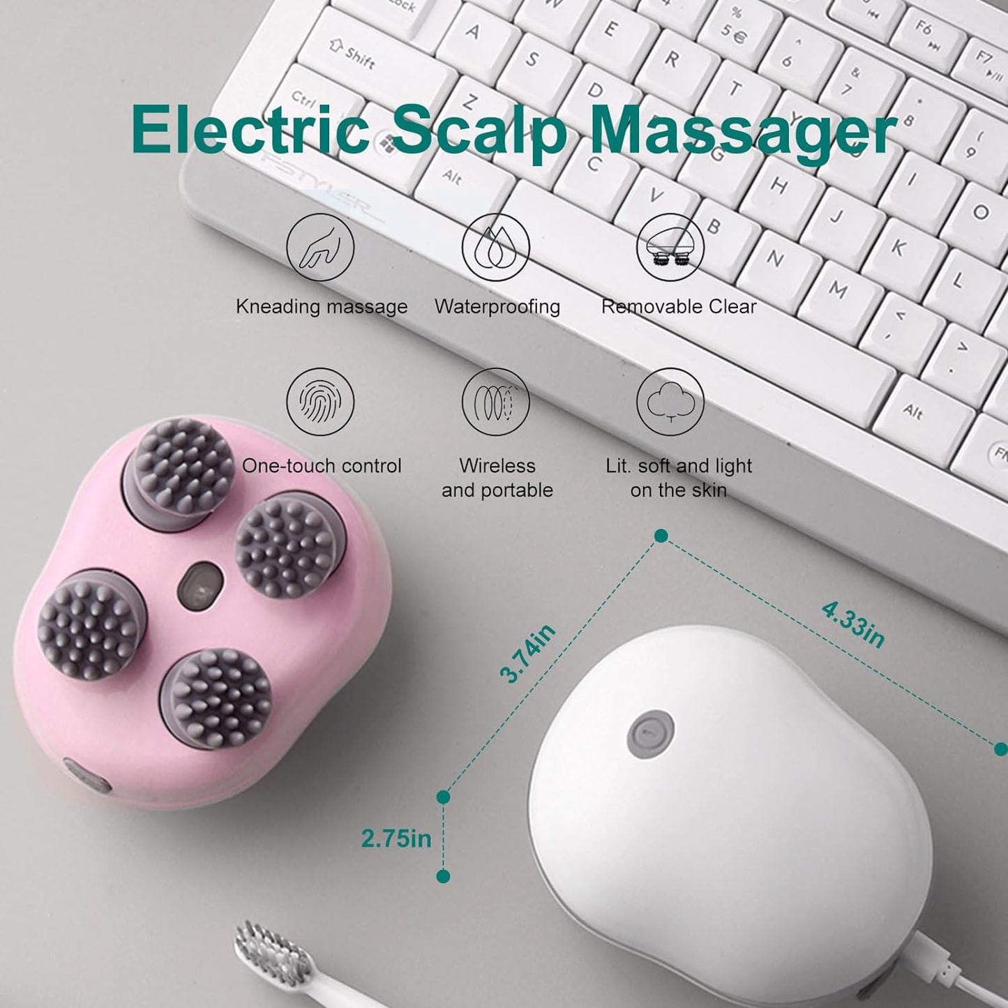 Electric Head & Scalp Massager โ Relaxation, Stress Relief & Hair Growth with Waterproof Silicone