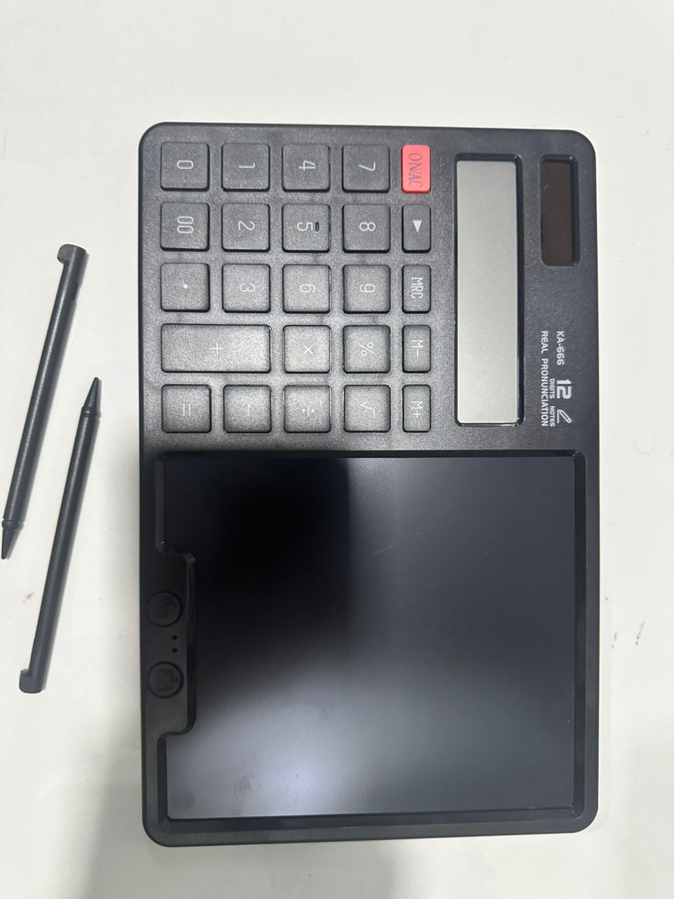 12 Digits Desktop Calculator with Large HandWriting LCD Notepad. Solar Powered Standard Function Calculator for Office, School, Home