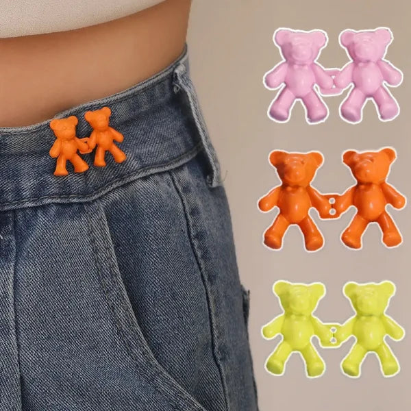 Cute Bear Snap Buckles – Adjustable Strap Clips for Bags, Belts & Backpacks - 1 Pair (Multicolor)