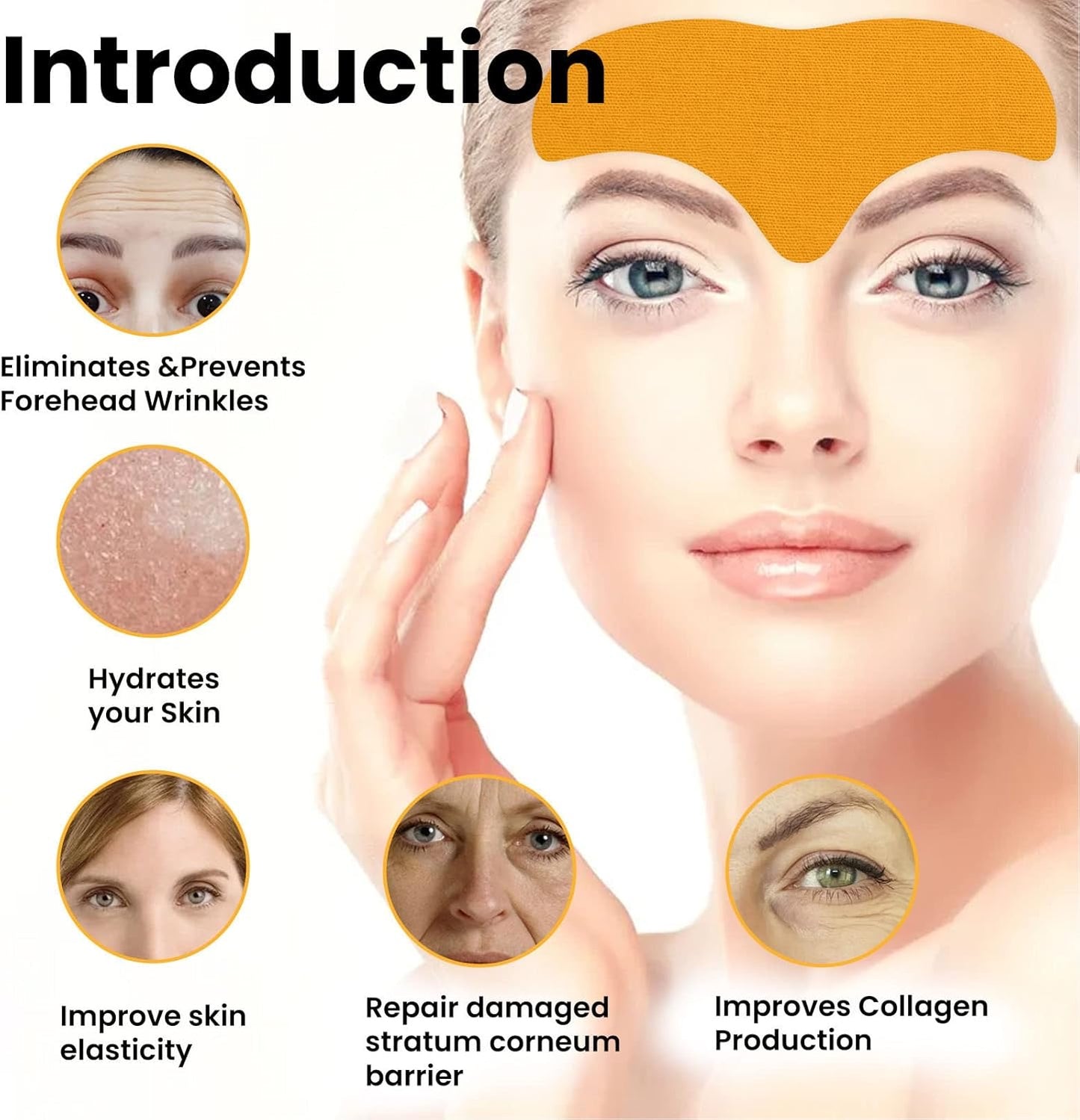 Forehead Wrinkle Patches | 10-Pack Anti-Wrinkle Lifting Strips with Collagen & Natural Botanicals