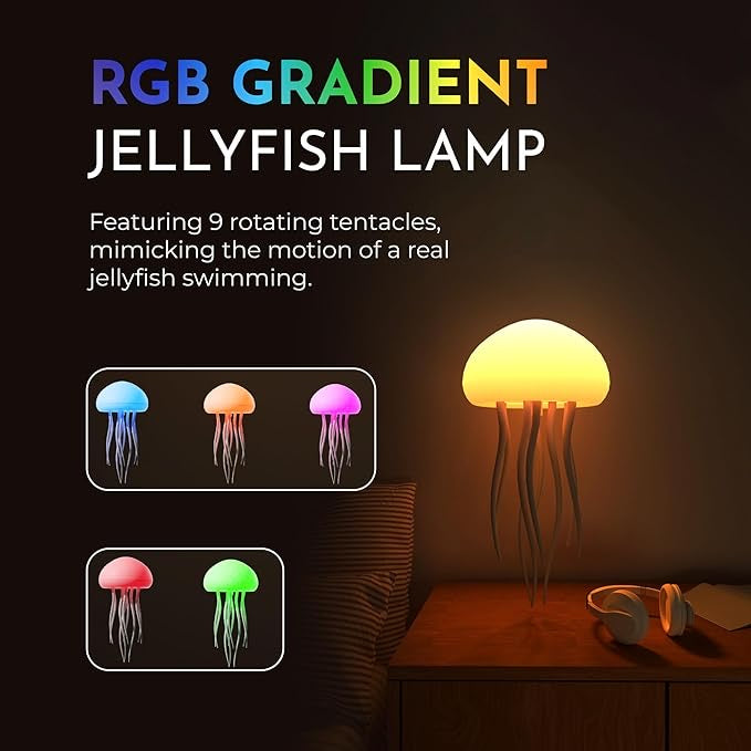 Floating Jellyfish Lamp – Voice Control RGB Gradient Night Light with Realistic Swimming Motion & Dancing Tentacles