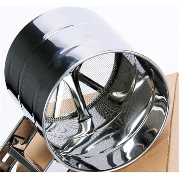 Stainless Steel Flour Sifter – Double-Layer Baking Sieve | One-Hand Press | Rust-Proof, Dishwasher Safe (250ml)