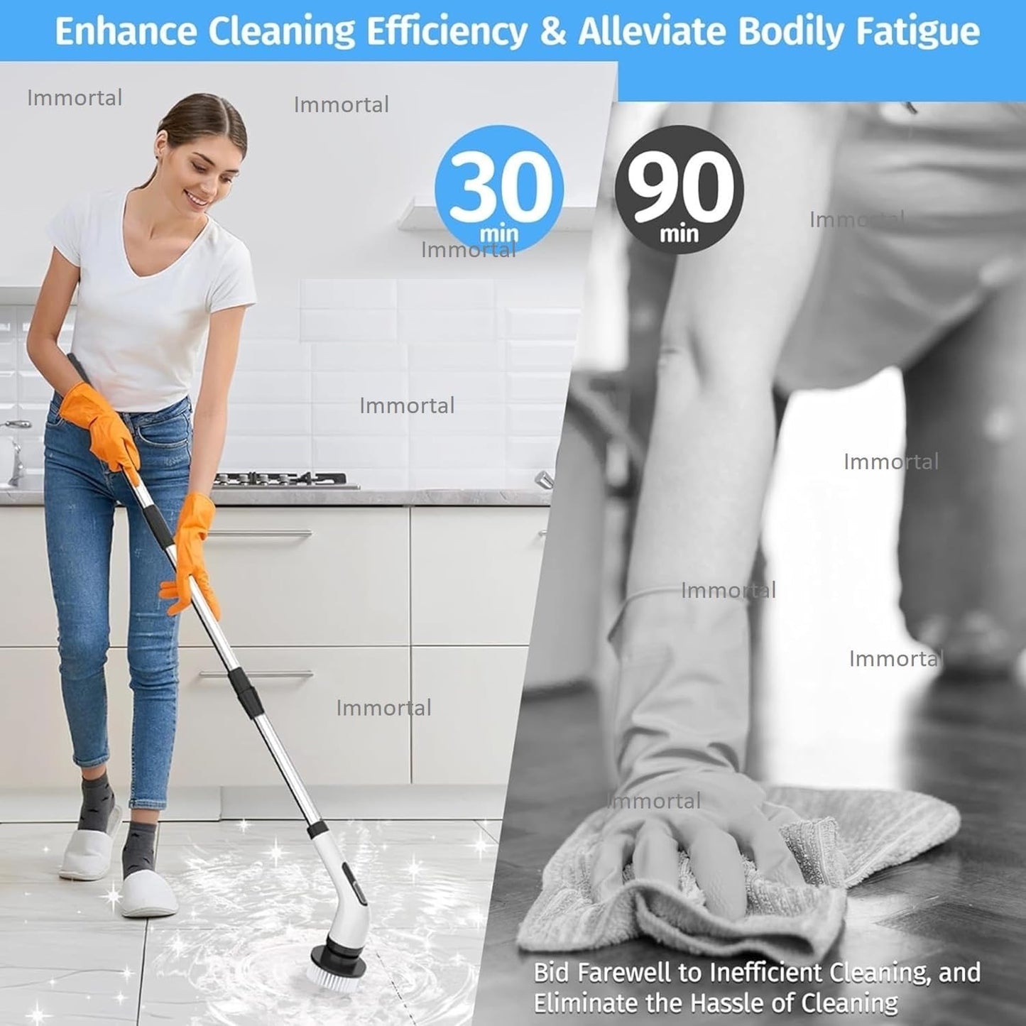9-in-1 Electric Scrubber Brush – Cordless Rechargeable Power Spin Cleaner with 9 Replaceable Brushes & Adjustable Extension for Bathroom, Kitchen, Tile & Carpet Cleaning