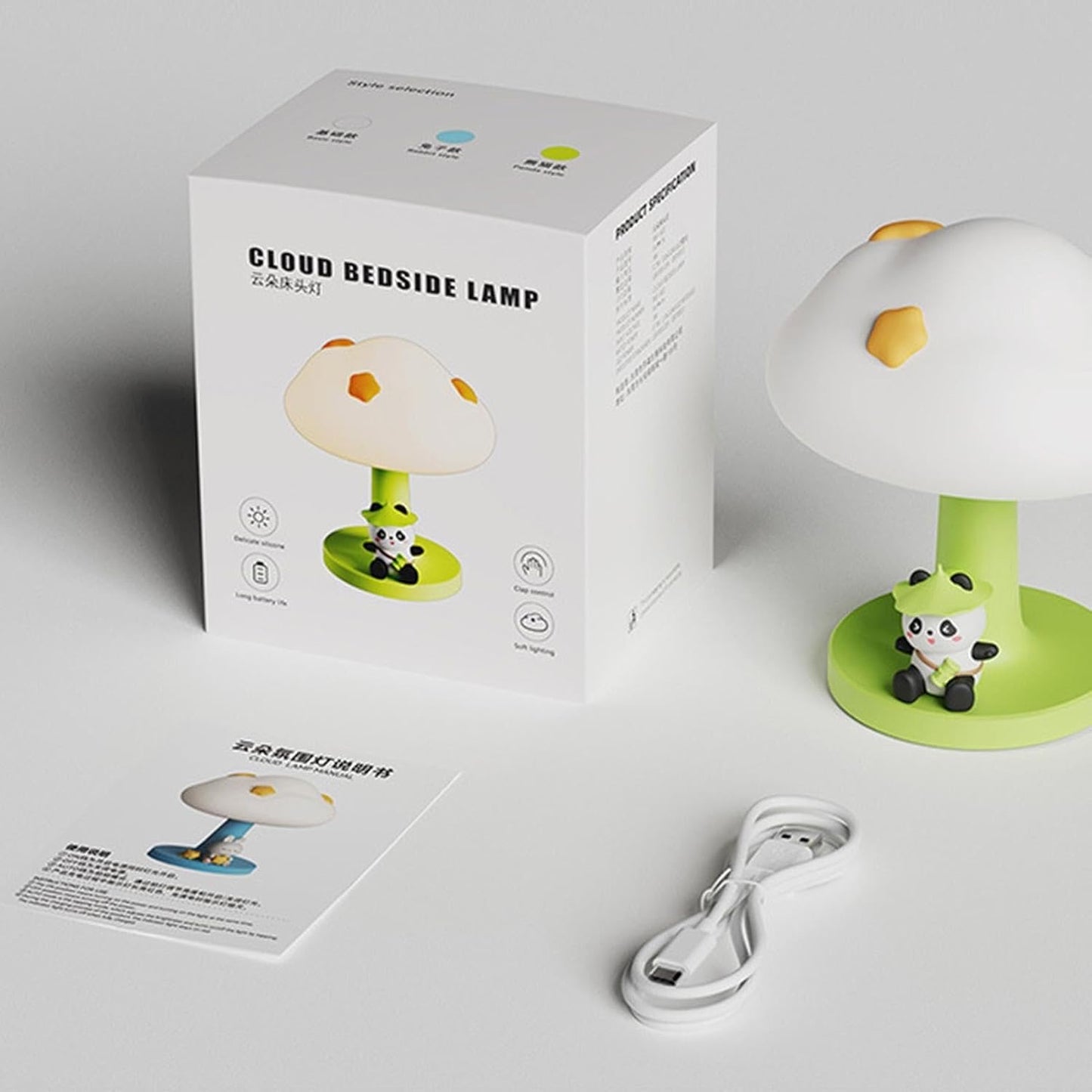 Cloud Bedside Lamp Battery Powered Kids Night Light Small Table Lamp for Baby Nursery Room Essentials Newborn Kawaii Mushroom Touch Lamp