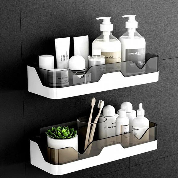 Bathroom Shelf Organizer – Punch-Free Wall Mounted Storage Rack with Strong Adhesive & Drain Design