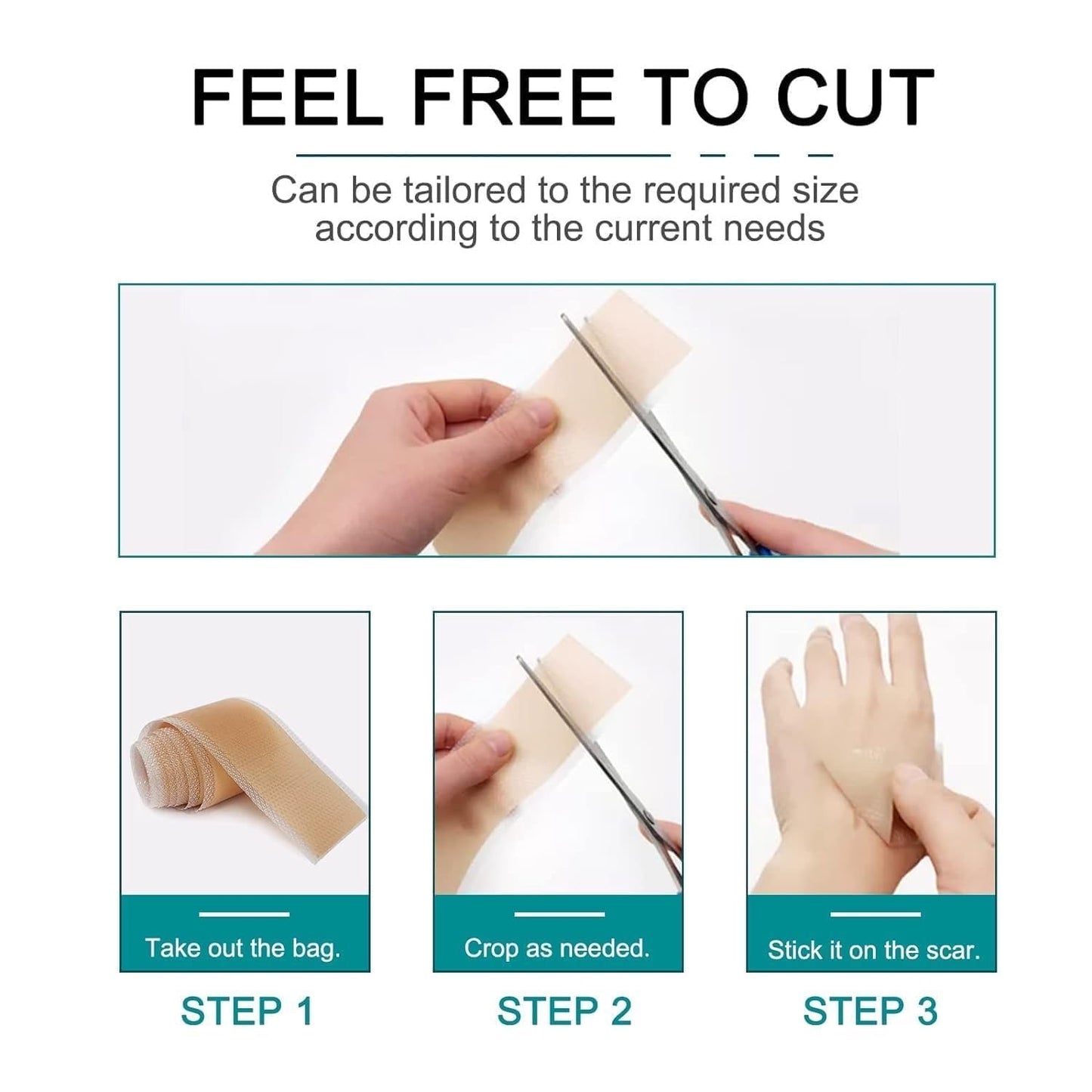 Silicone Scar Sheets, Silicon gel sheets for Scars Transparent Medical Silicone Tape for Scar Removal