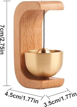 Wooden Magnetic Doorbell – Minimalist Door Chime with Brass Bell & Easy Mounting (7cm)