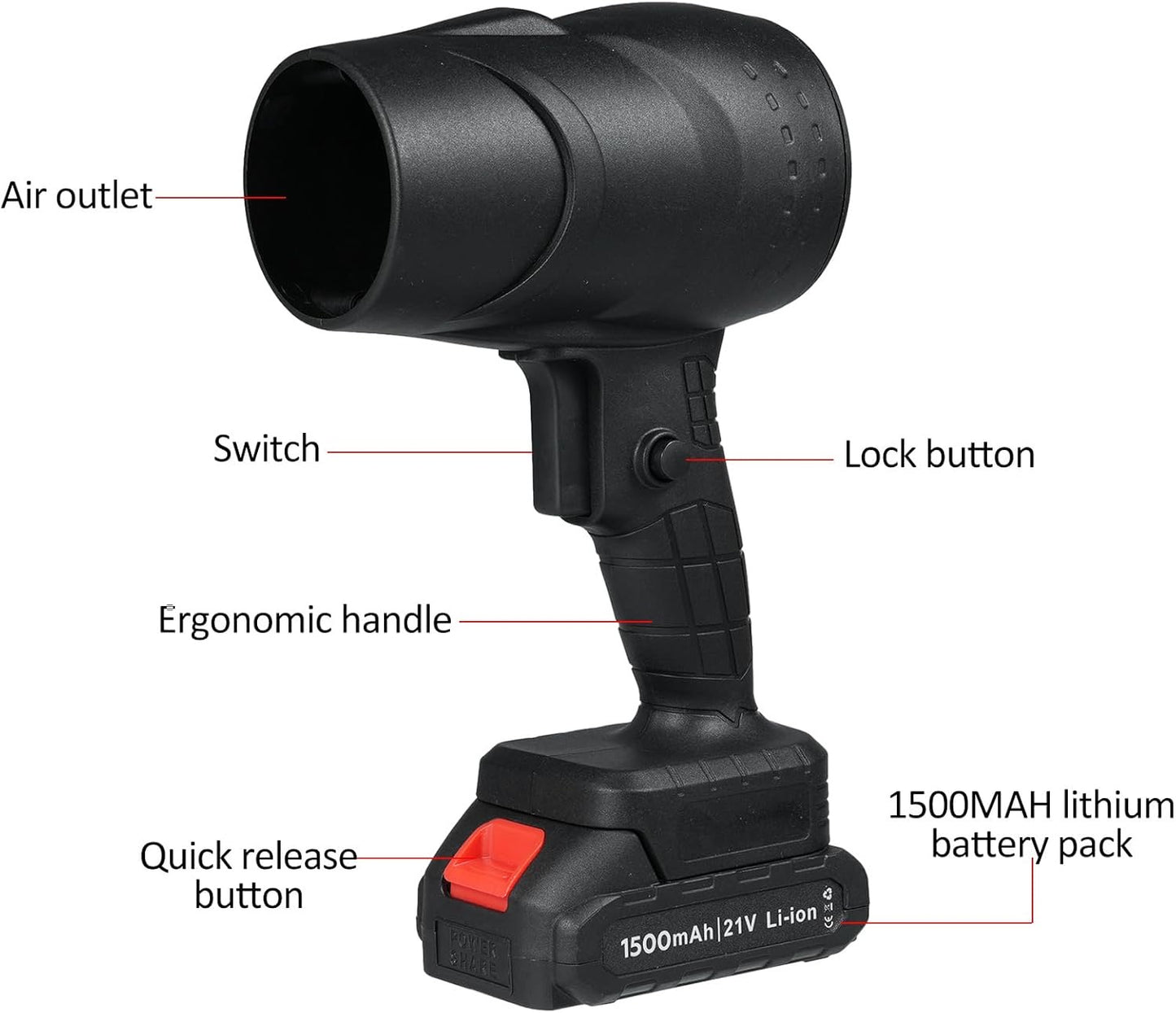 Cordless Leaf Blower with 24V Battery – High-Pressure Electric Blower for Lawn Care, Patio, Car Drying & Snow Removal