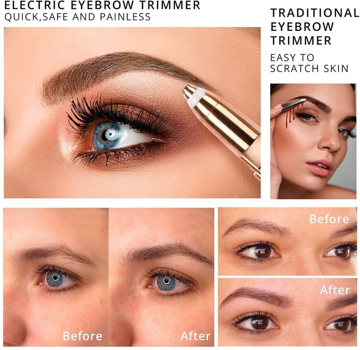 Diamond 2-in-1 Eyebrow & Facial Hair Flawless Trimmer – Rechargeable & Painless