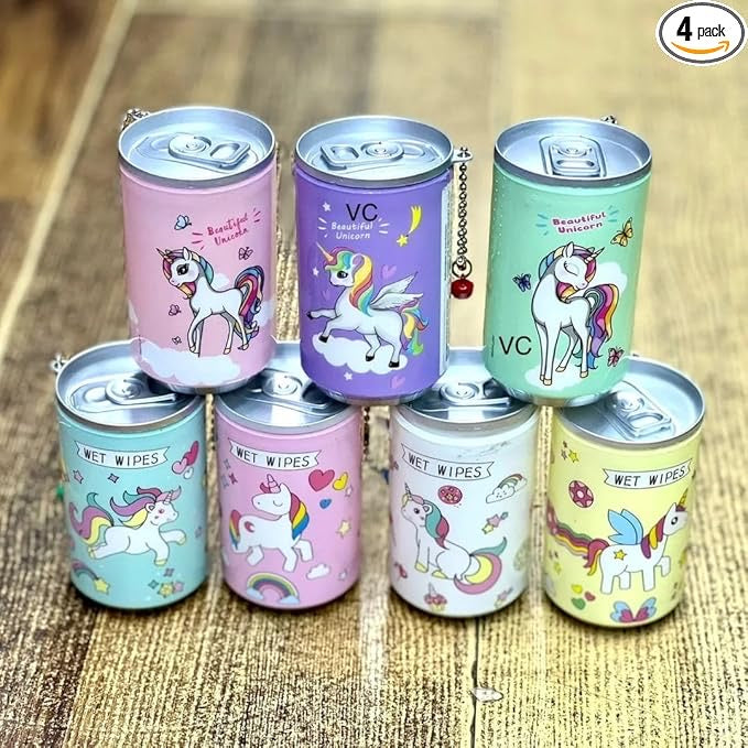 Mini Wet Wipes Tissue in Cartoon Printed Tin Can for Cleaning Face Body for Kids Girls Men Women, Wet Wipes Napkin, Portable Tin Wet Wipes ( 30 Wipes Can )