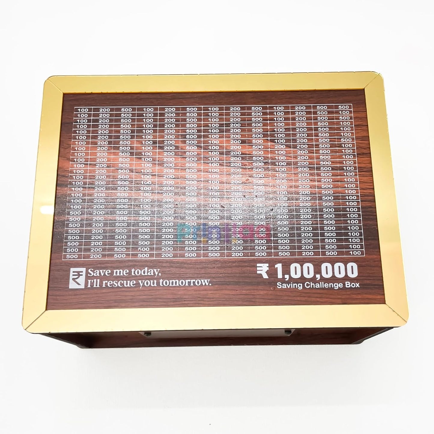 Wooden Landscape Money Box – ₹1,00,000+ Savings Challenge Piggy Bank | Smart Reusable Cashbox with Goal Cards, Clear Panel & Detachable Lid