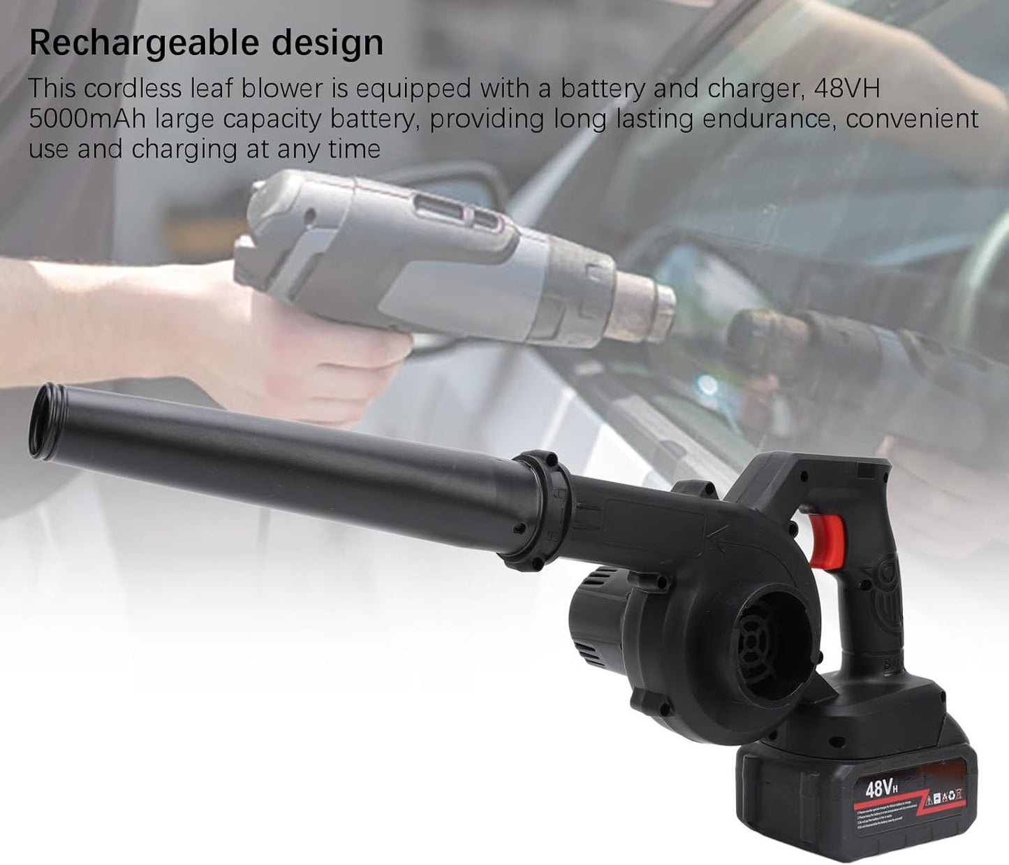 2 in 1 Electric Leaf Blower, Battery Operated Leaf Blower and Vacuum, Leaf Vacuum for Lawn Care, Snow Removal Leaf Blower 48V Batteries & Charger