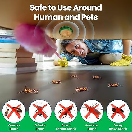 Natural Roach Bait Stations – Non-Toxic Cockroach Killer & Repellent | Indoor/Outdoor 12-Pack, Long-Lasting Nest Elimination