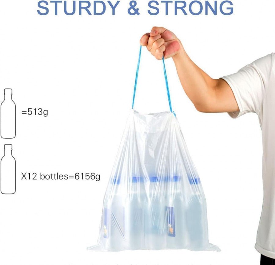 100 Pcs Garbage Bags Roll – Strong, Leakproof & Easy Tie-String Disposal