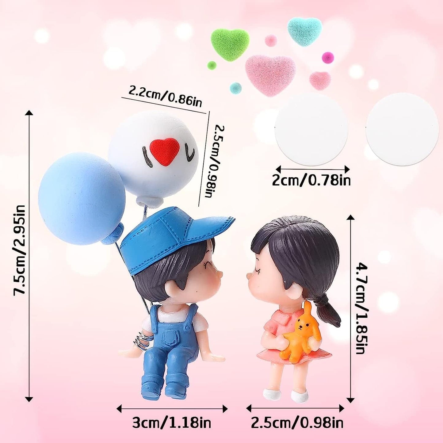 Car decoration, cute cartoon couple, action figure, balloon ornament, resin balloon couple figurines garden ornament, cute doll couple ornaments