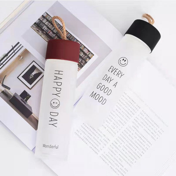 πΏ Slim Frosted Glass Water Bottle β Leak-Proof, Stylish & Reusable with Cup Cover