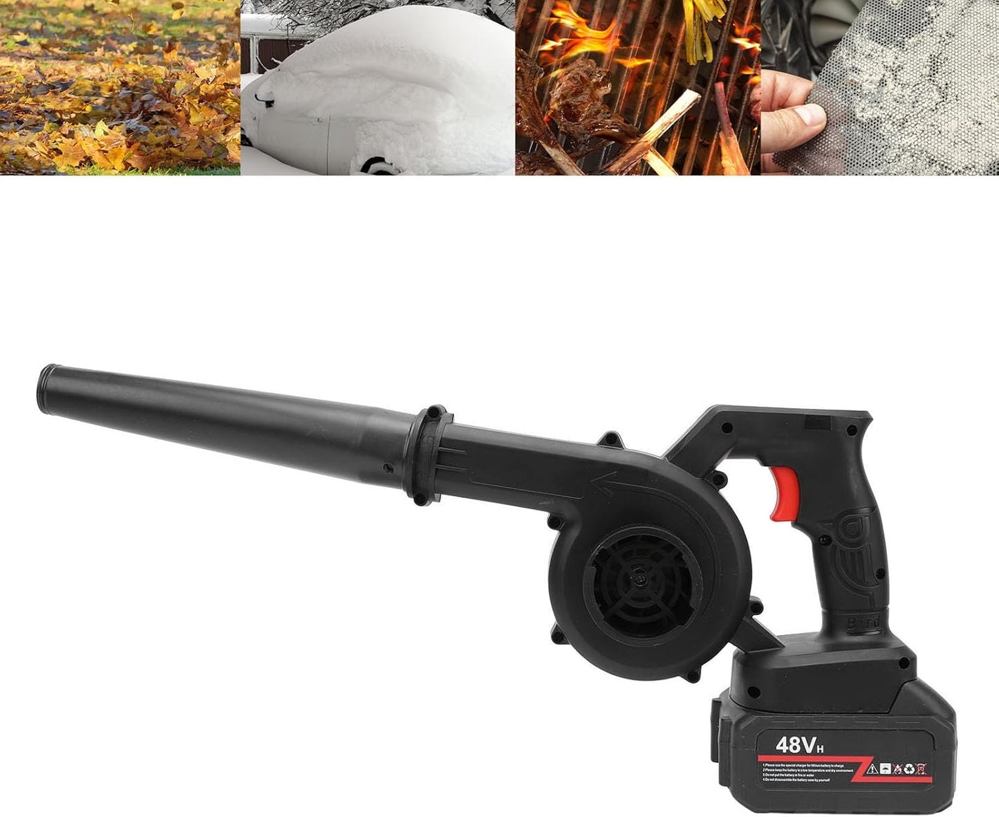 2 in 1 Electric Leaf Blower, Battery Operated Leaf Blower and Vacuum, Leaf Vacuum for Lawn Care, Snow Removal Leaf Blower 48V Batteries & Charger