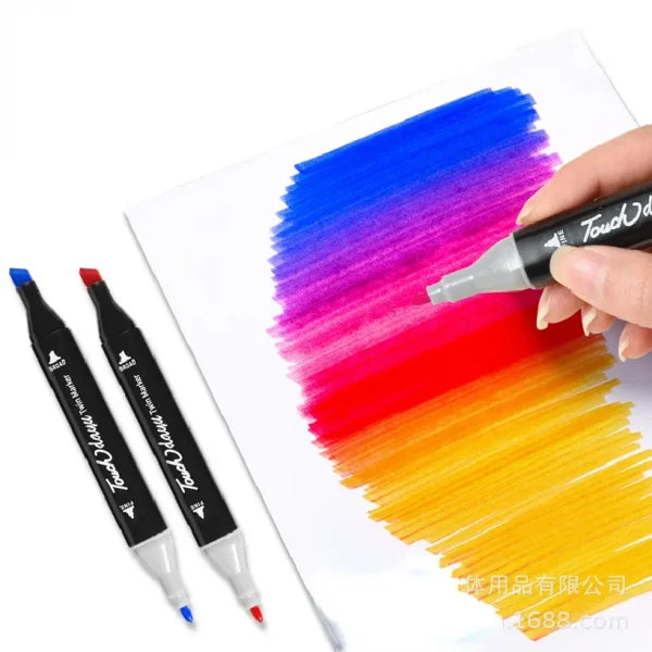48 Pcs Dual-Tip Colour Marker Pen Set – Oil-Based, High-Pigment Markers with Bullet & Calligraphy Tips + Carry Case