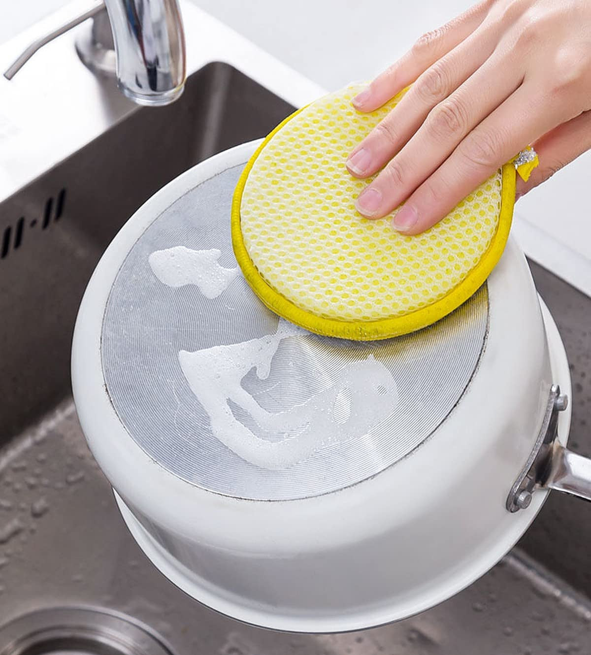 2-in-1 Dishwashing Scrub & Sponge – Non-Scratch, Durable (Pack of 5)