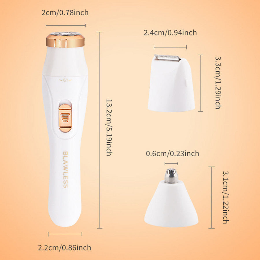 3-in-1 Painless Hair Remover Trimmer – Lipstick-Size Precision Facial Shaver for Women