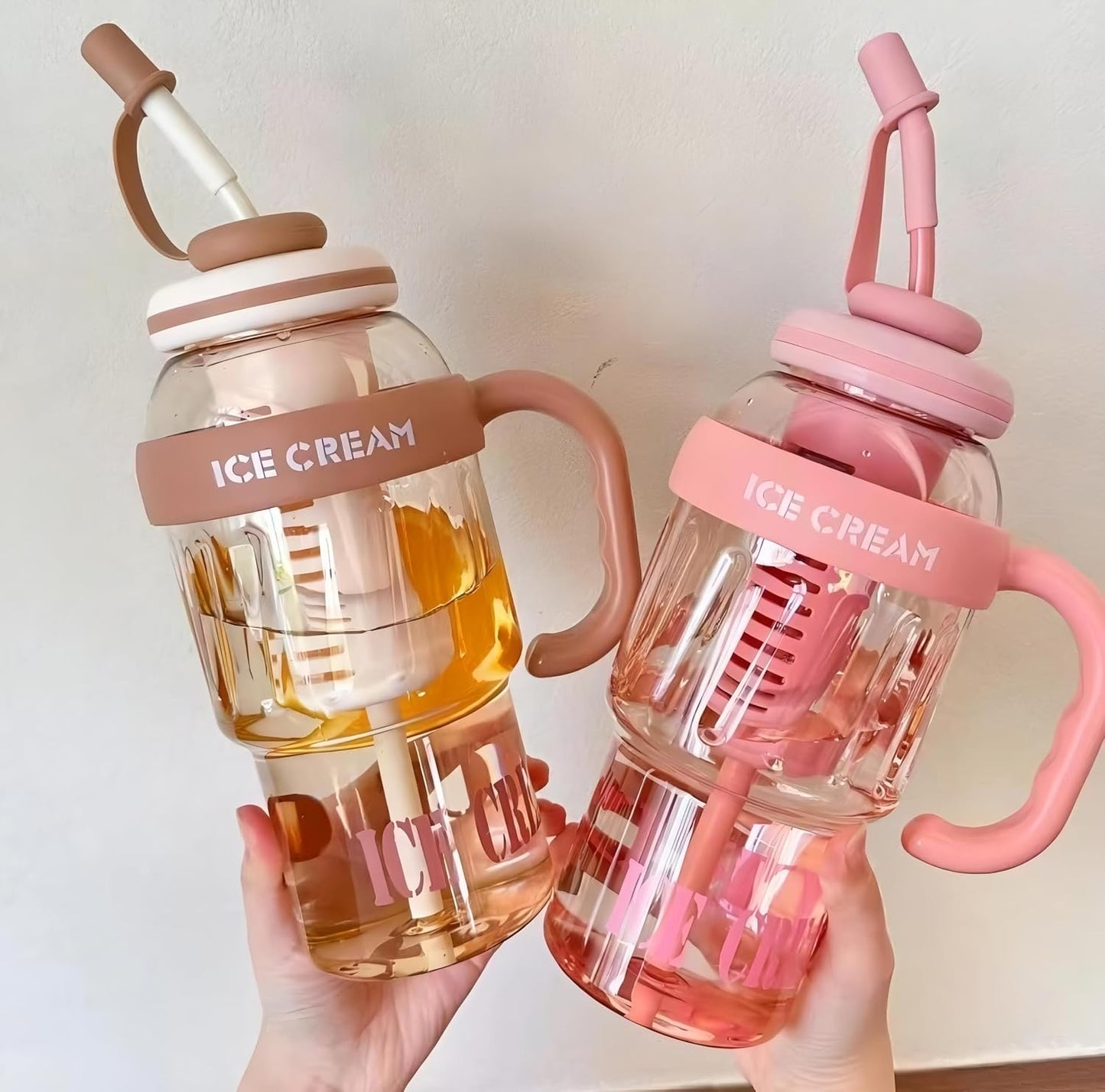 1200ml Large Water Bottle with Straw & Tea Infuser – Leakproof, Aesthetic, Portable Hydration Bottle (Multicolor)