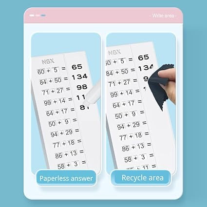 Children's Practice Math Board, Reusable Oral Arithmetic Writing Montessori Counting Toy, Math Flash Card, Addition & Subtraction Learning Calculate Set