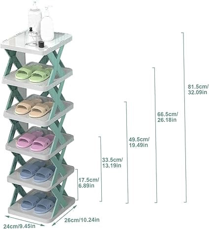 Multipurpose Shoe Rack for Home Plastic, Adjustable Stand Organizer Stackable Storage Bedroom Entryway Shelf Footwear Collapsible Corner Tower Shoes and Book Slots Rack (8 Layer Shoe Rack)